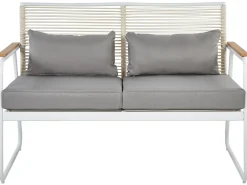 Clearance Beliani Set da giardino con tavolo 4 posti POMONTE Metallo Bianco Bianco Grigio