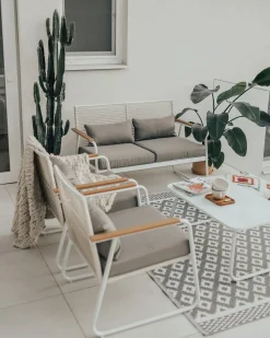 Clearance Beliani Set da giardino con tavolo 4 posti POMONTE Metallo Bianco Bianco Grigio