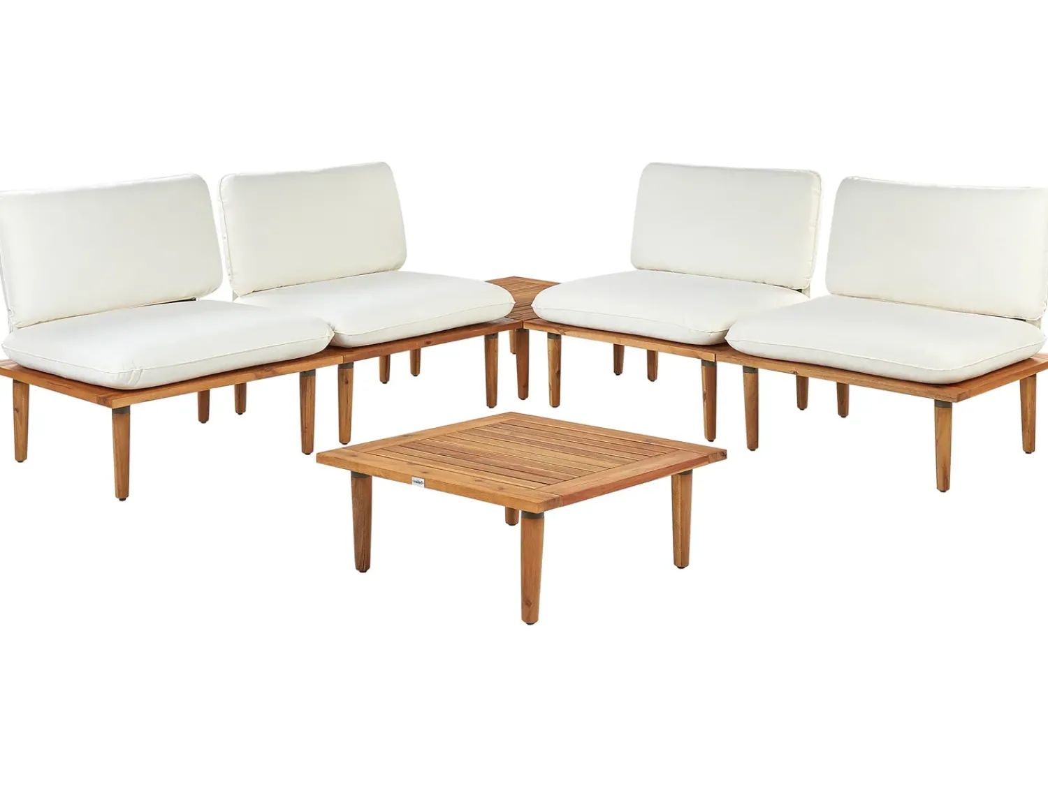 Sale Beliani Set da giardino con tavolo 4 posti FRASCATI Modulare Legno di acacia certificato Bianco sporco Bianco Marrone