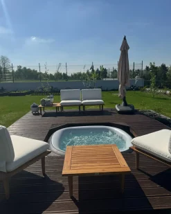 Sale Beliani Set da giardino con tavolo 4 posti FRASCATI Modulare Legno di acacia certificato Bianco sporco Bianco Marrone