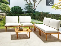 Sale Beliani Set da giardino con tavolo 4 posti FRASCATI Modulare Legno di acacia certificato Bianco sporco Bianco Marrone