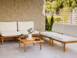 Sale Beliani Set da giardino con tavolo 4 posti FRASCATI Modulare Legno di acacia certificato Bianco sporco Bianco Marrone