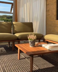 New Beliani Set da giardino con tavolo 4 posti FRASCATI Modulare Legno di acacia certificato Verde oliva Marrone Verde