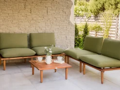 New Beliani Set da giardino con tavolo 4 posti FRASCATI Modulare Legno di acacia certificato Verde oliva Marrone Verde