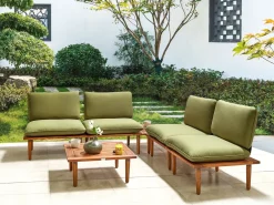 New Beliani Set da giardino con tavolo 4 posti FRASCATI Modulare Legno di acacia certificato Verde oliva Marrone Verde