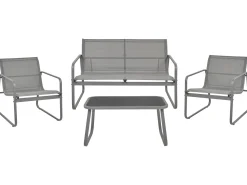 Best Beliani Set da giardino con tavolo 4 posti BARREA Metallo Grigio