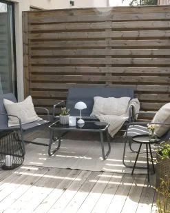 New Beliani Set da giardino con tavolo 4 posti BARREA Metallo Nero