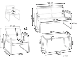New Beliani Set da giardino con tavolo 4 posti BARREA Metallo Nero