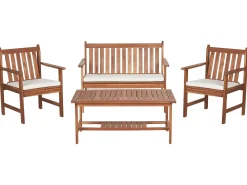 Discount Beliani Set da giardino con tavolo 4 posti ALTIDONA Legno d'acacia Bianco sporco Bianco Marrone