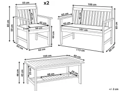 Discount Beliani Set da giardino con tavolo 4 posti ALTIDONA Legno d'acacia Bianco sporco Bianco Marrone