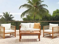 Beliani Set da giardino con tavolo 4 posti ANTRIA Legno d'acacia Beige Beige Marrone