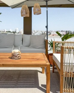 Beliani Set da giardino con tavolo 4 posti ANTRIA Legno d'acacia Beige Beige Marrone