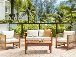 Beliani Set da giardino con tavolo 4 posti ANTRIA Legno d'acacia Beige Beige Marrone