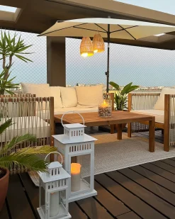 Beliani Set da giardino con tavolo 4 posti ANTRIA Legno d'acacia Beige Beige Marrone