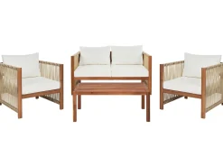 Beliani Set da giardino con tavolo 4 posti ANTRIA Legno d'acacia Beige Beige Marrone