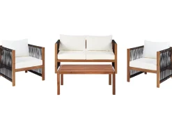 New Beliani Set da giardino con tavolo 4 posti ANTRIA Legno d'acacia Nero Marrone Nero