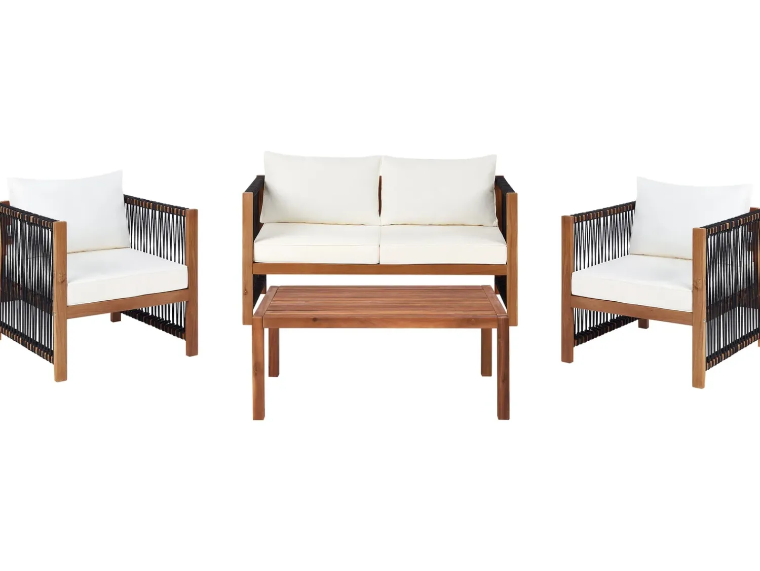 New Beliani Set da giardino con tavolo 4 posti ANTRIA Legno d'acacia Nero Marrone Nero