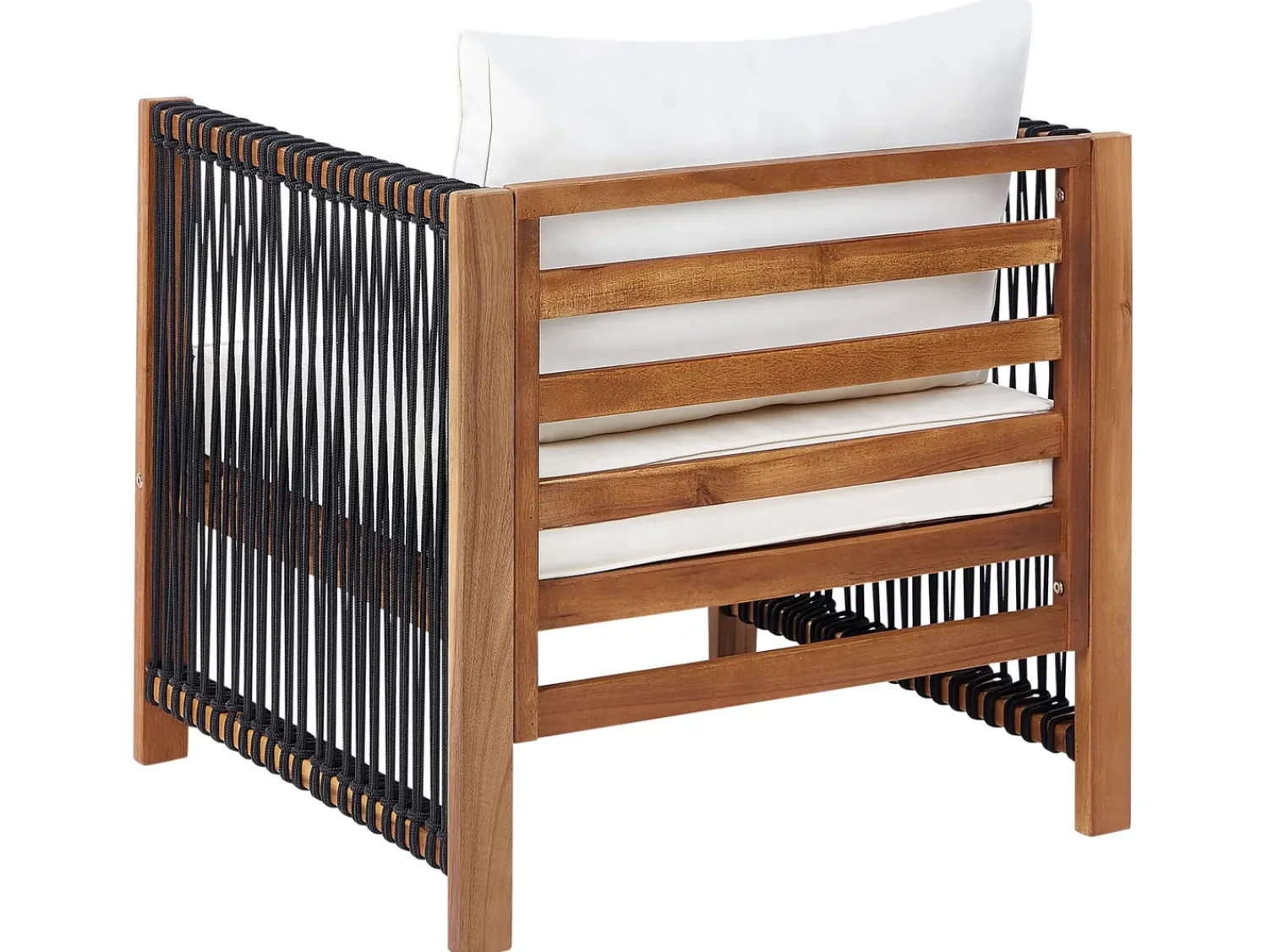 New Beliani Set da giardino con tavolo 4 posti ANTRIA Legno d'acacia Nero Marrone Nero