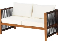 New Beliani Set da giardino con tavolo 4 posti ANTRIA Legno d'acacia Nero Marrone Nero