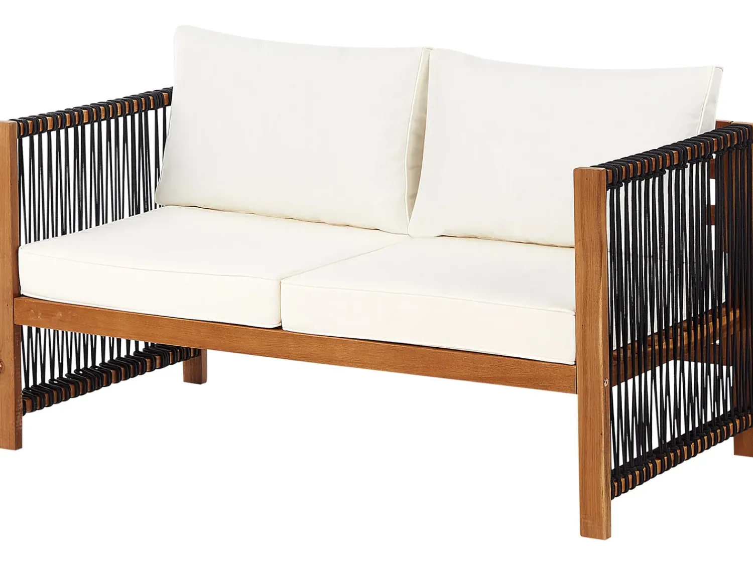 New Beliani Set da giardino con tavolo 4 posti ANTRIA Legno d'acacia Nero Marrone Nero