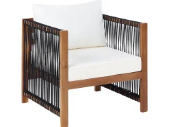 New Beliani Set da giardino con tavolo 4 posti ANTRIA Legno d'acacia Nero Marrone Nero
