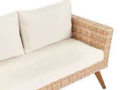Hot Beliani Set da giardino con tavolo 5 posti VITTORIA XL Rattan sintetico (PE) Bianco sporco Bianco Beige Marrone