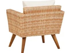 Hot Beliani Set da giardino con tavolo 5 posti VITTORIA XL Rattan sintetico (PE) Bianco sporco Bianco Beige Marrone