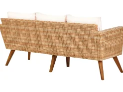 Hot Beliani Set da giardino con tavolo 5 posti VITTORIA XL Rattan sintetico (PE) Bianco sporco Bianco Beige Marrone