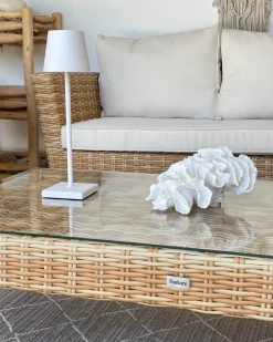 Hot Beliani Set da giardino con tavolo 5 posti VITTORIA XL Rattan sintetico (PE) Bianco sporco Bianco Beige Marrone