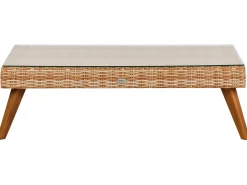 Hot Beliani Set da giardino con tavolo 5 posti VITTORIA XL Rattan sintetico (PE) Bianco sporco Bianco Beige Marrone