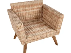 Hot Beliani Set da giardino con tavolo 5 posti VITTORIA XL Rattan sintetico (PE) Bianco sporco Bianco Beige Marrone