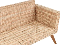 Hot Beliani Set da giardino con tavolo 5 posti VITTORIA XL Rattan sintetico (PE) Bianco sporco Bianco Beige Marrone