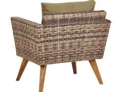 Clearance Beliani Set da giardino con tavolo 5 posti VITTORIA XL Rattan sintetico (PE) Verde oliva Beige Marrone Verde