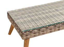 Clearance Beliani Set da giardino con tavolo 5 posti VITTORIA XL Rattan sintetico (PE) Verde oliva Beige Marrone Verde