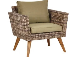 Clearance Beliani Set da giardino con tavolo 5 posti VITTORIA XL Rattan sintetico (PE) Verde oliva Beige Marrone Verde