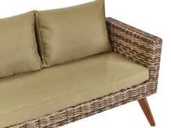 Clearance Beliani Set da giardino con tavolo 5 posti VITTORIA XL Rattan sintetico (PE) Verde oliva Beige Marrone Verde