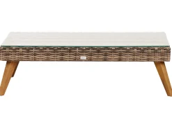 Clearance Beliani Set da giardino con tavolo 5 posti VITTORIA XL Rattan sintetico (PE) Verde oliva Beige Marrone Verde