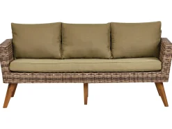 Clearance Beliani Set da giardino con tavolo 5 posti VITTORIA XL Rattan sintetico (PE) Verde oliva Beige Marrone Verde
