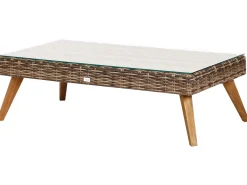 Clearance Beliani Set da giardino con tavolo 5 posti VITTORIA XL Rattan sintetico (PE) Verde oliva Beige Marrone Verde