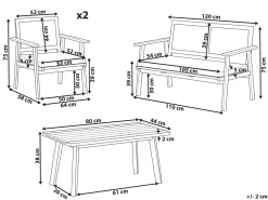 Online Beliani Set da giardino con tavolo 4 posti ARENELLA Legno di acacia certificato Beige chiaro Beige Marrone