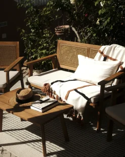 Online Beliani Set da giardino con tavolo 4 posti ARENELLA Legno di acacia certificato Beige chiaro Beige Marrone