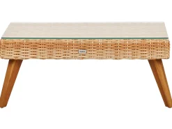 Hot Beliani Set da giardino con tavolo 4 posti VITTORIA Rattan sintetico (PE) Bianco sporco Bianco Naturale Marrone