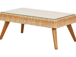 Hot Beliani Set da giardino con tavolo 4 posti VITTORIA Rattan sintetico (PE) Bianco sporco Bianco Naturale Marrone