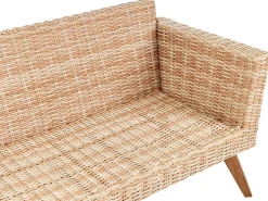 Hot Beliani Set da giardino con tavolo 4 posti VITTORIA Rattan sintetico (PE) Bianco sporco Bianco Naturale Marrone