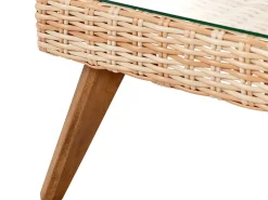 Hot Beliani Set da giardino con tavolo 4 posti VITTORIA Rattan sintetico (PE) Bianco sporco Bianco Naturale Marrone