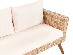 Hot Beliani Set da giardino con tavolo 4 posti VITTORIA Rattan sintetico (PE) Bianco sporco Bianco Naturale Marrone
