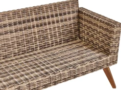 Outlet Beliani Set da giardino con tavolo 4 posti VITTORIA Rattan sintetico (PE) Verde oliva Naturale Marrone Verde