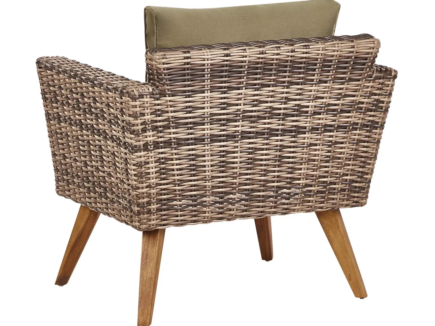 Outlet Beliani Set da giardino con tavolo 4 posti VITTORIA Rattan sintetico (PE) Verde oliva Naturale Marrone Verde