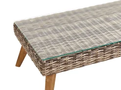 Outlet Beliani Set da giardino con tavolo 4 posti VITTORIA Rattan sintetico (PE) Verde oliva Naturale Marrone Verde