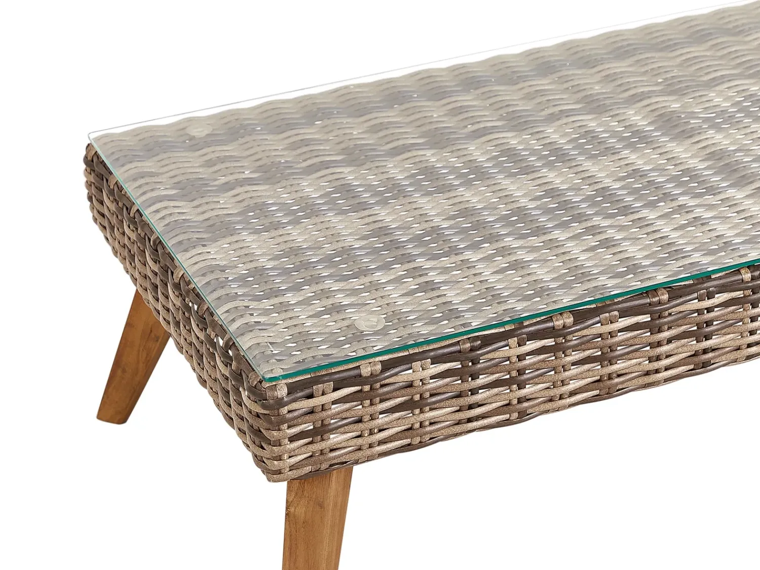 Outlet Beliani Set da giardino con tavolo 4 posti VITTORIA Rattan sintetico (PE) Verde oliva Naturale Marrone Verde